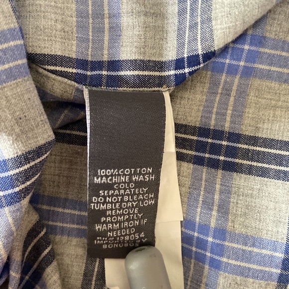 Bonobos Men's Slim-Fit Gray and Blue Plaid Button Down Long Sleeve Shirt. Sz: S - Picture 8 of 9